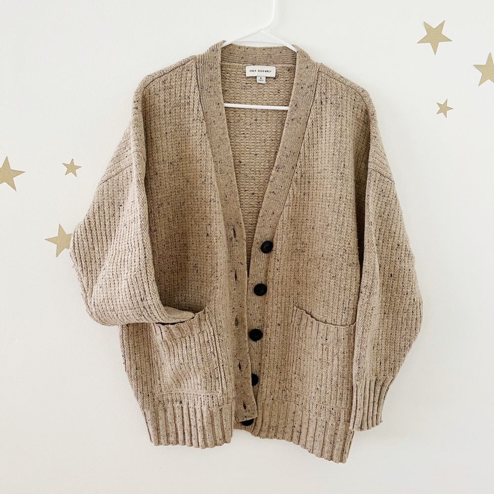 Free Assembly Heathered Oversized Grandpa Cardigan
